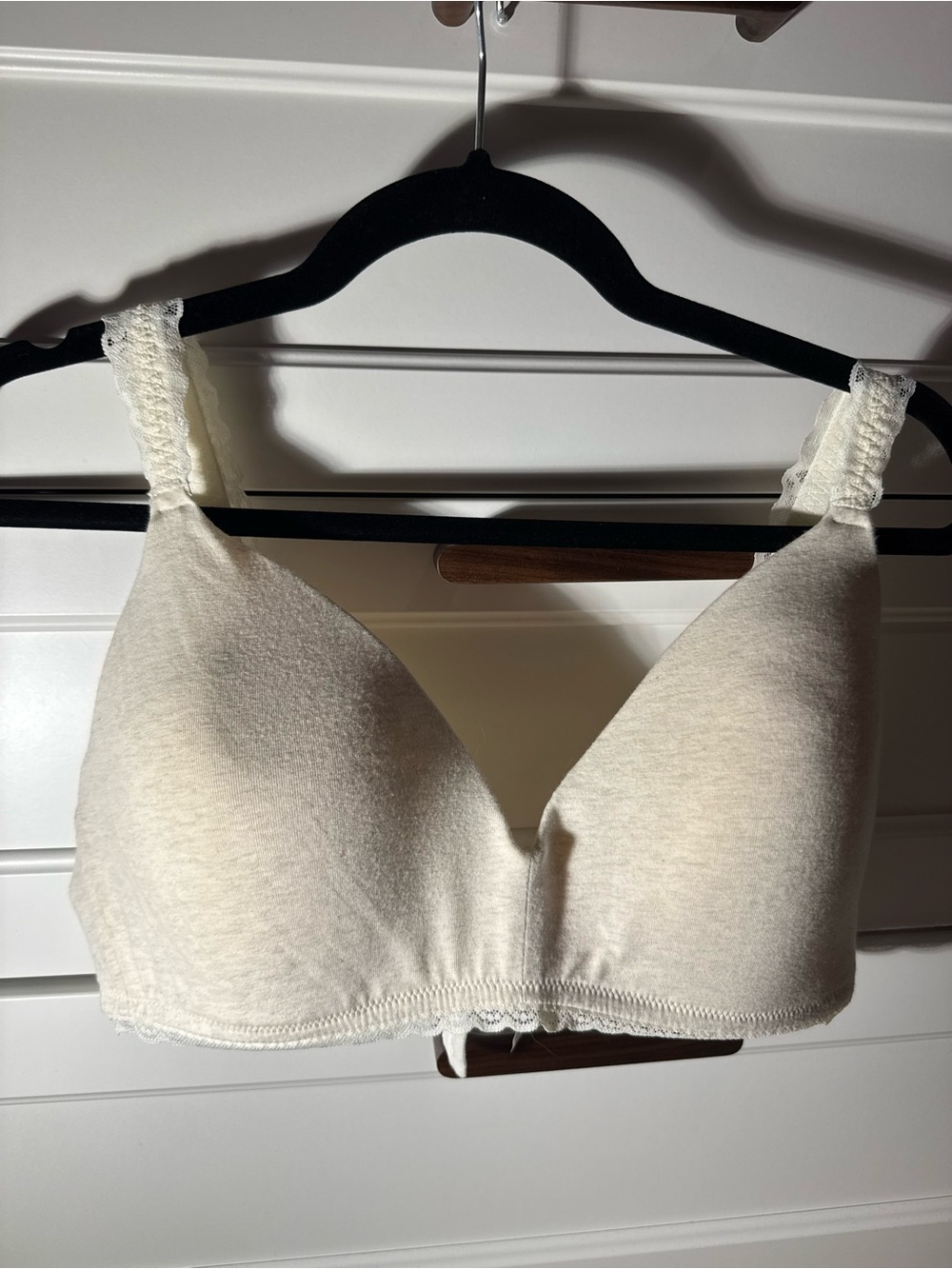aerie Cream Lace-Trim Wireless Bralette